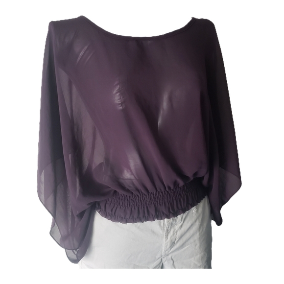 Costa Blanca Elegant Purple Chiffon Top – Size L - Picture 1 of 5